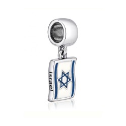 Drapeau en argent sterling du charme d’Israël | Charmes judaïques