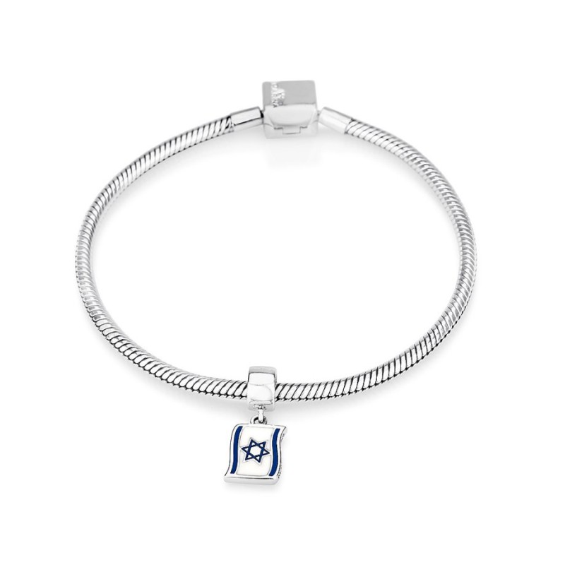 Sterling Silver Flag of Israel Charm | Judaica Charms