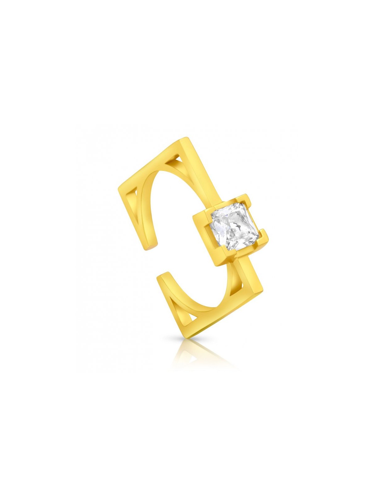 Sterling Silver Square Ring with Zircons Choose Gold... | Jewish Rings