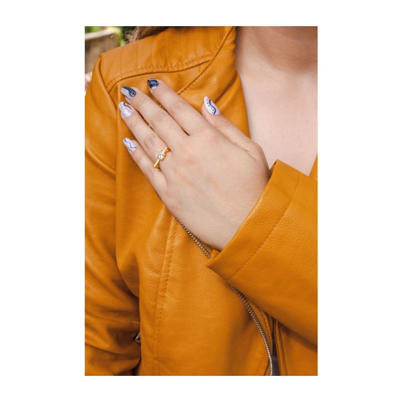 Bague carrée en argent sterling avec zircons Choisissez l'or... | Anneaux juifs