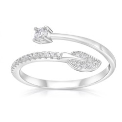 Sterling Silver Adjustable Ring Adorned with Zircons... | Jewish Rings