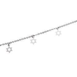 Anklet Silver Rhodium with Silver Stars of David | Judaica Anklets