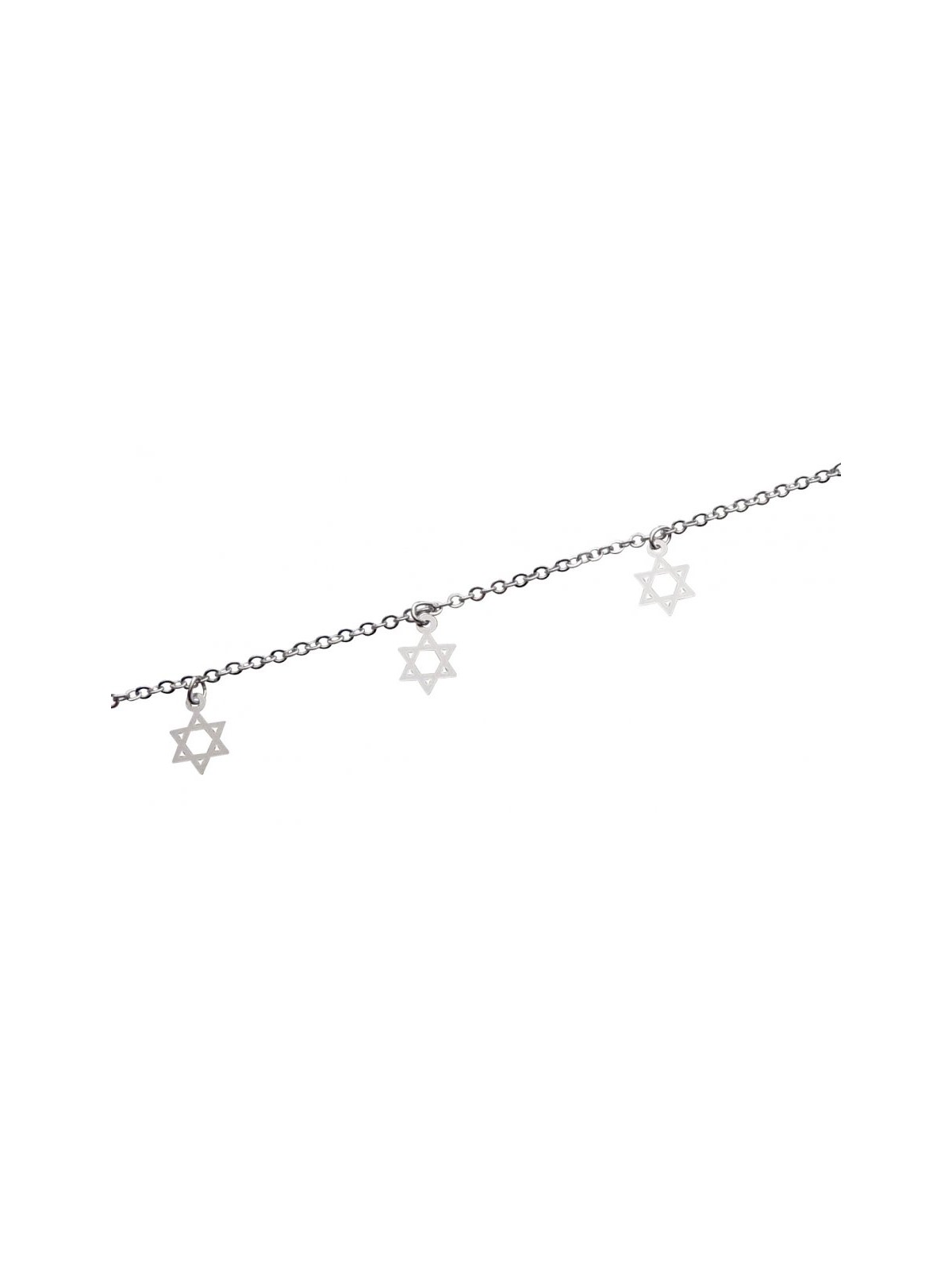 Bracelet de Cheville Argent Rhodié avec Étoiles de David Argentées | Bracelets de cheville Judaica