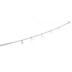 Anklet Silver Rhodium with Silver Stars of David | Judaica Anklets