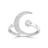Sterling Silver Adjustable Ring with Zircons Crescen... | Jewish Rings