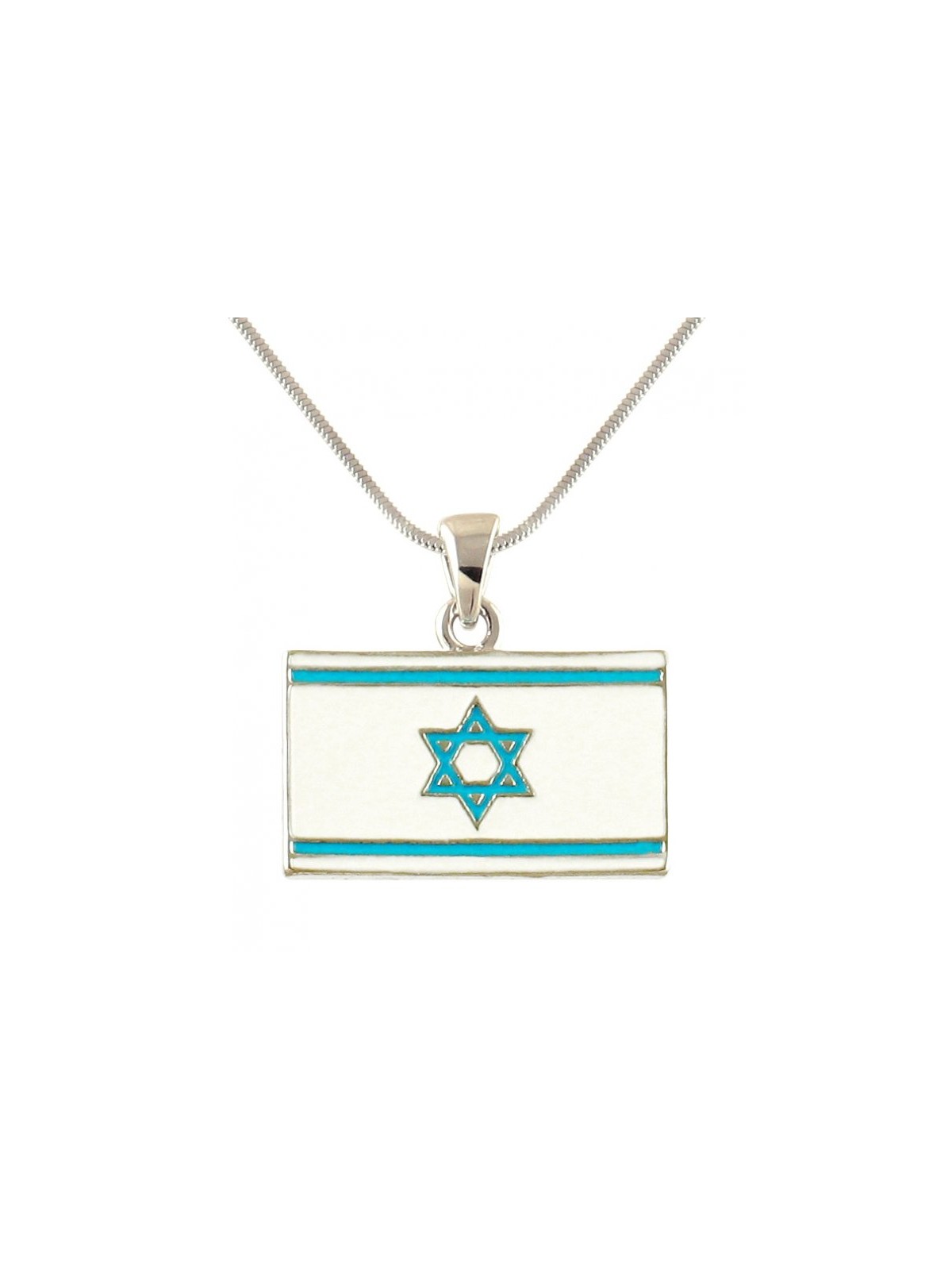 Collier pendentif rhodium Drapeau bleu d’Israël | Cadeau juif d'Israël