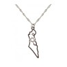 Rhodium Pendant Necklace Map Outline of Israel wit... | Jewish Pendant