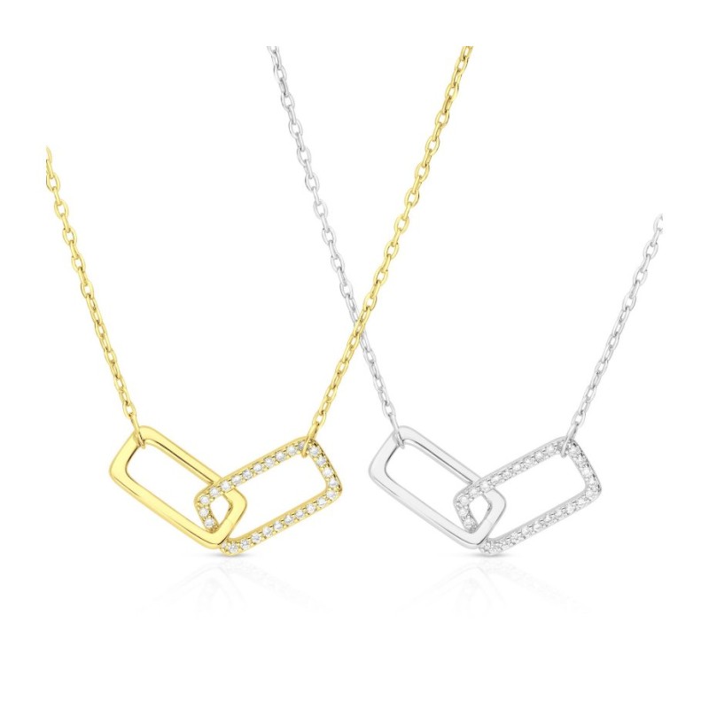 Collier en argent sterling ou en or jaune avec... | Bijoux de mode israéliens