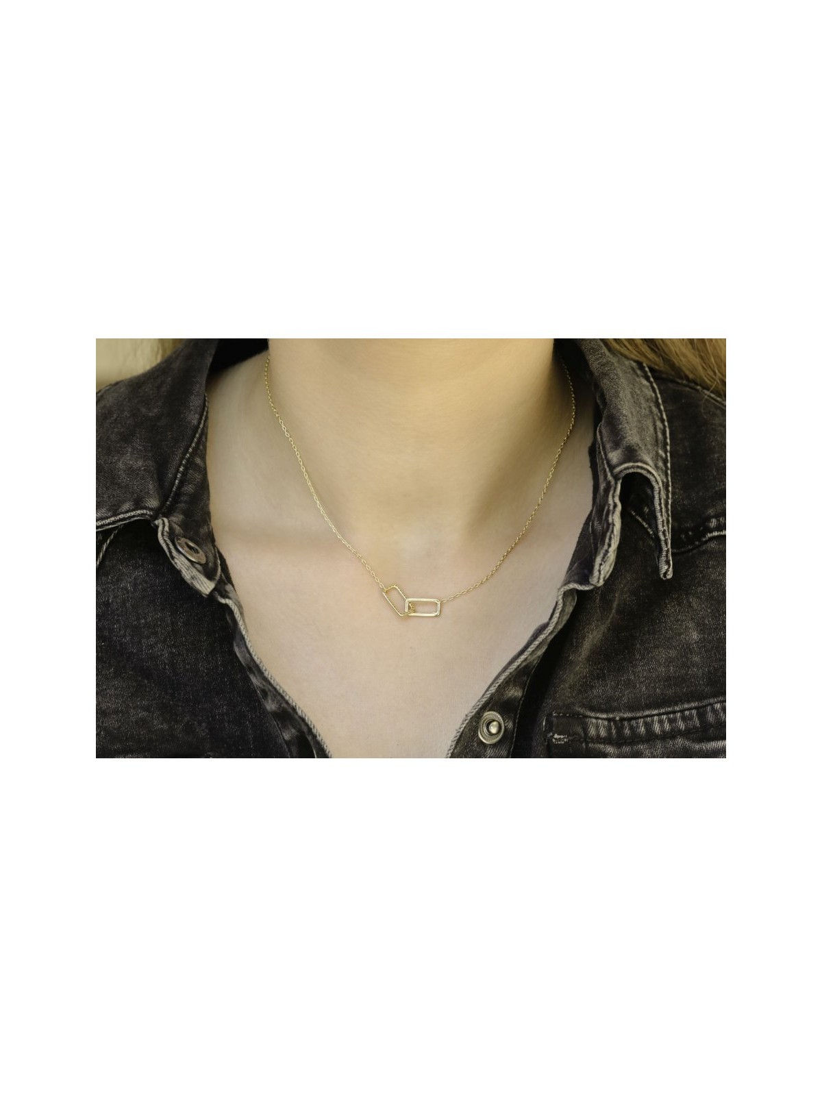 Collier en argent sterling ou en or jaune avec... | Bijoux de mode israéliens