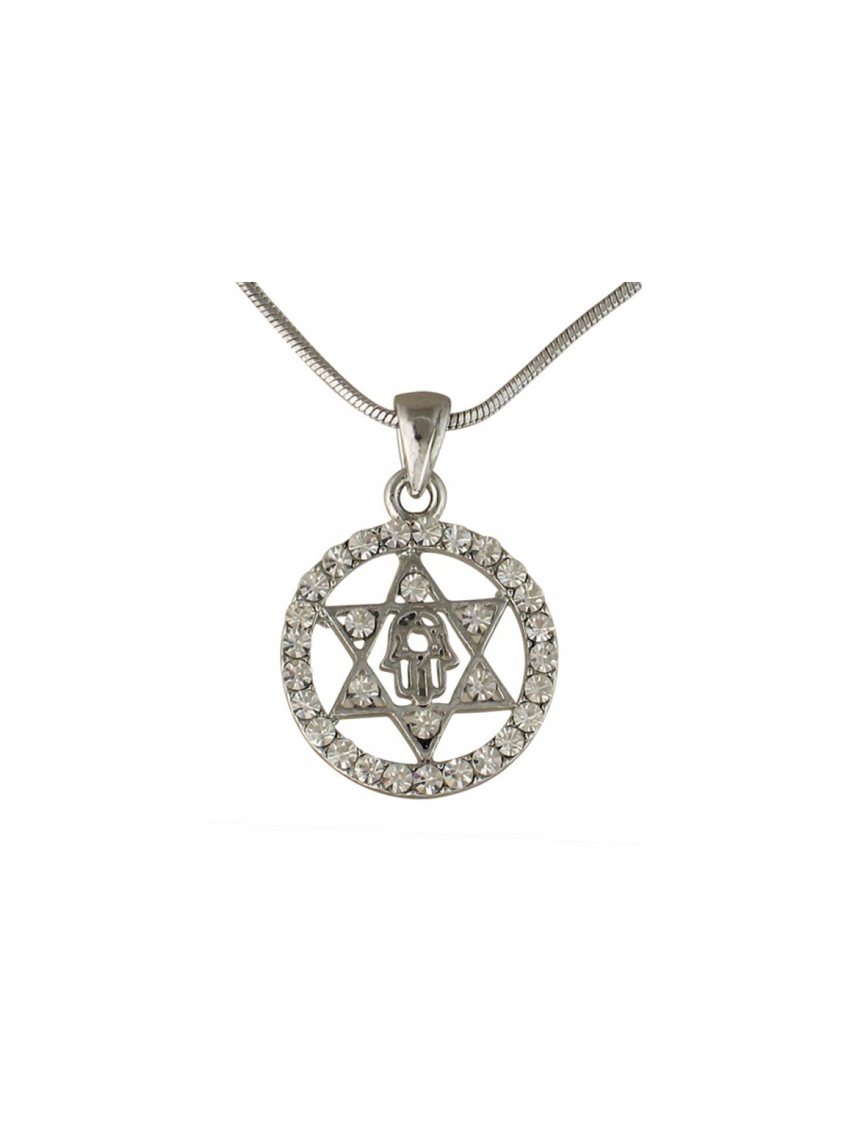 Hamsa Star of David Rhodium Necklace | Hamsa Necklace