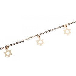 Anklet Gold Rhodium with Gold Stars of David | Judaica Anklets