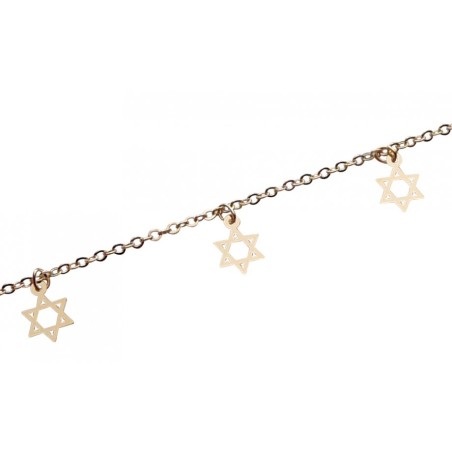 Anklet Gold Rhodium with Gold Stars of David | Judaica Anklets