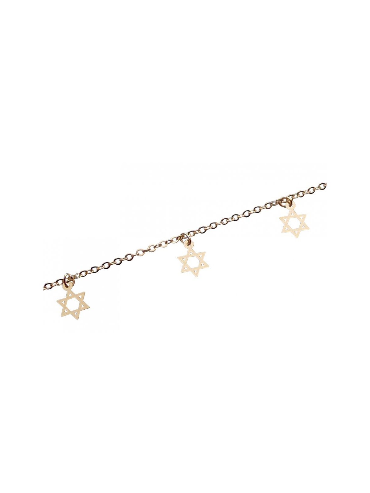 Anklet Gold Rhodium with Gold Stars of David | Judaica Anklets