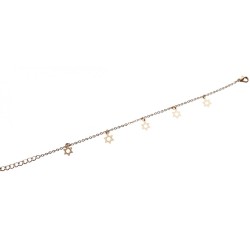 Anklet Gold Rhodium with Gold Stars of David | Judaica Anklets