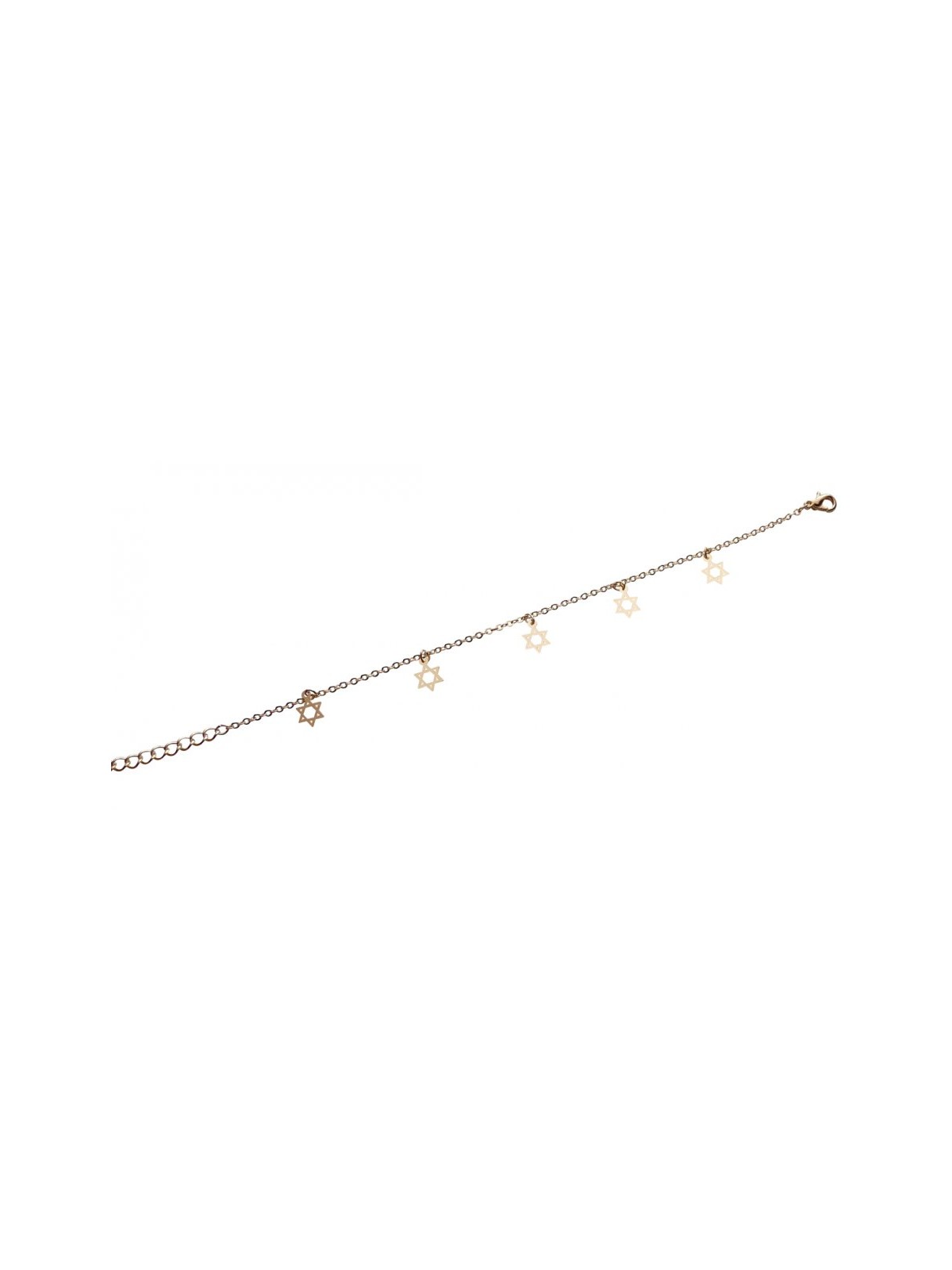 Anklet Gold Rhodium with Gold Stars of David | Judaica Anklets