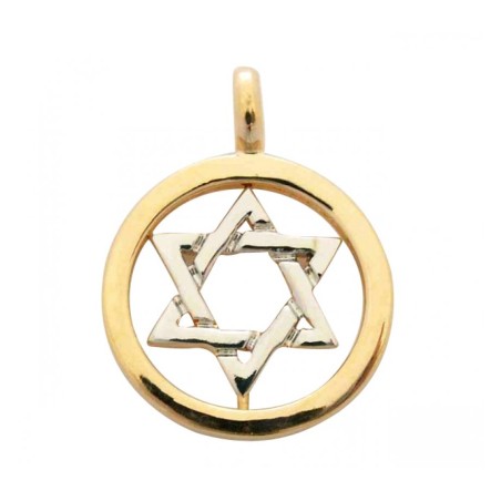 Pendentif Gold Filled Deux Tons Étoile de David... | Cadeau juif d'Israël