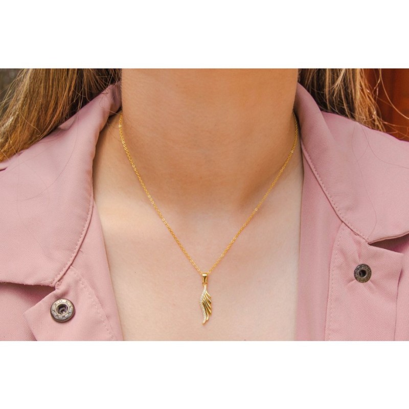 Collier en argent sterling plaqué or jaune... | Bijoux de mode israéliens