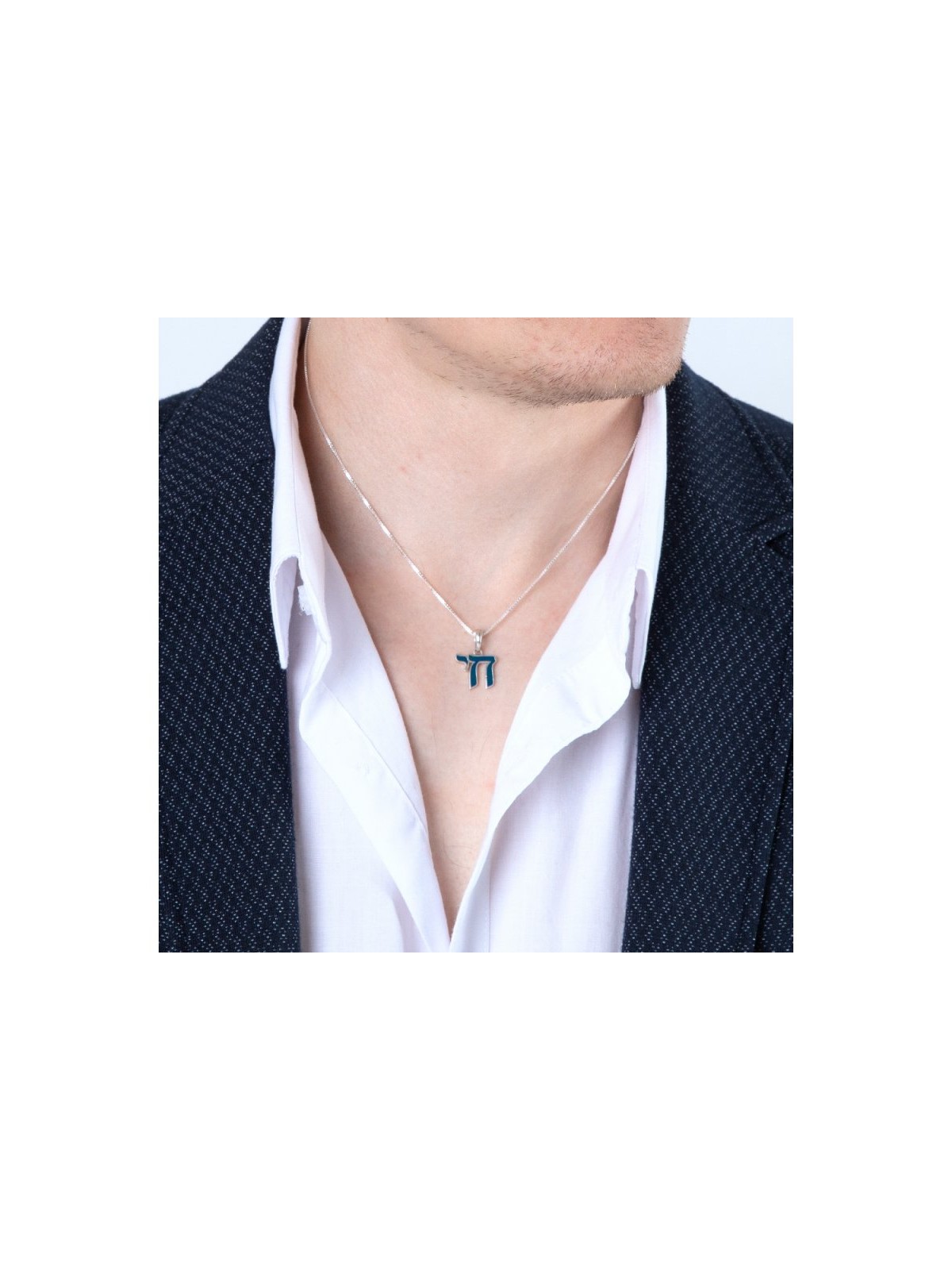 Sterling Silver Pendant Necklace Blue E... | Chai Necklaces & Pendants