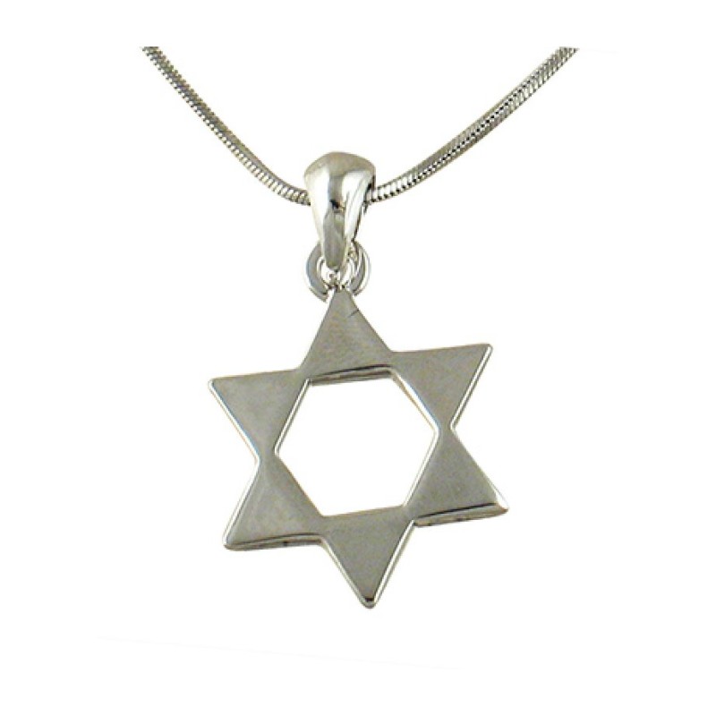 Rhodium Pendant Necklace Open Star of Dav... | Jewish Gift from Israel