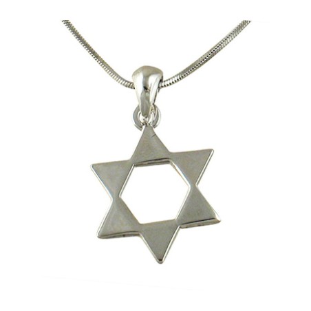 Collier Pendentif Rhodium Étoile Ouverte de David... | Cadeau juif d'Israël