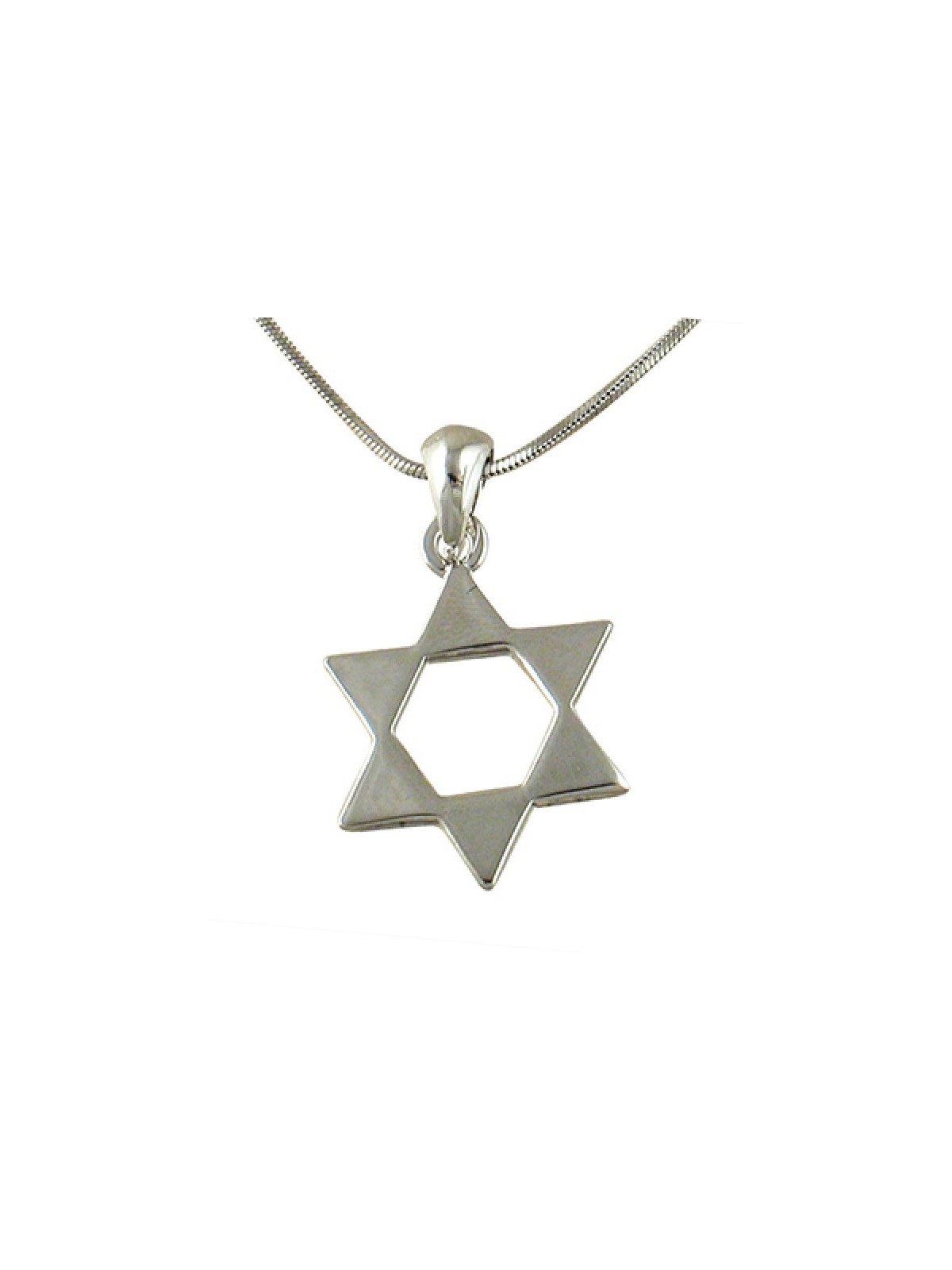 Rhodium Pendant Necklace Open Star of Dav... | Jewish Gift from Israel