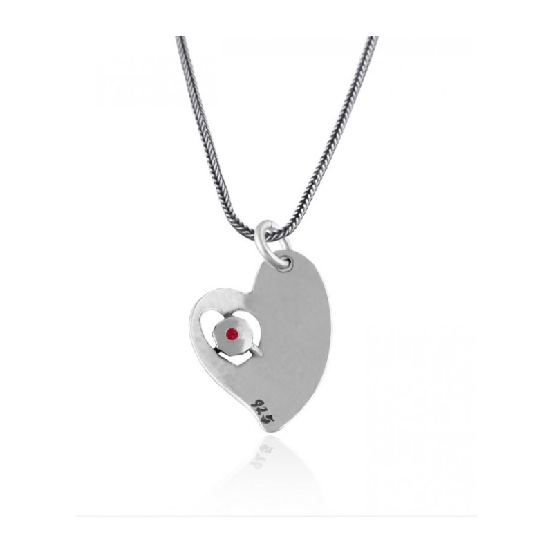 Woman of Valor Silver Heart Pendant by Golan Studio | Jewish Pendant