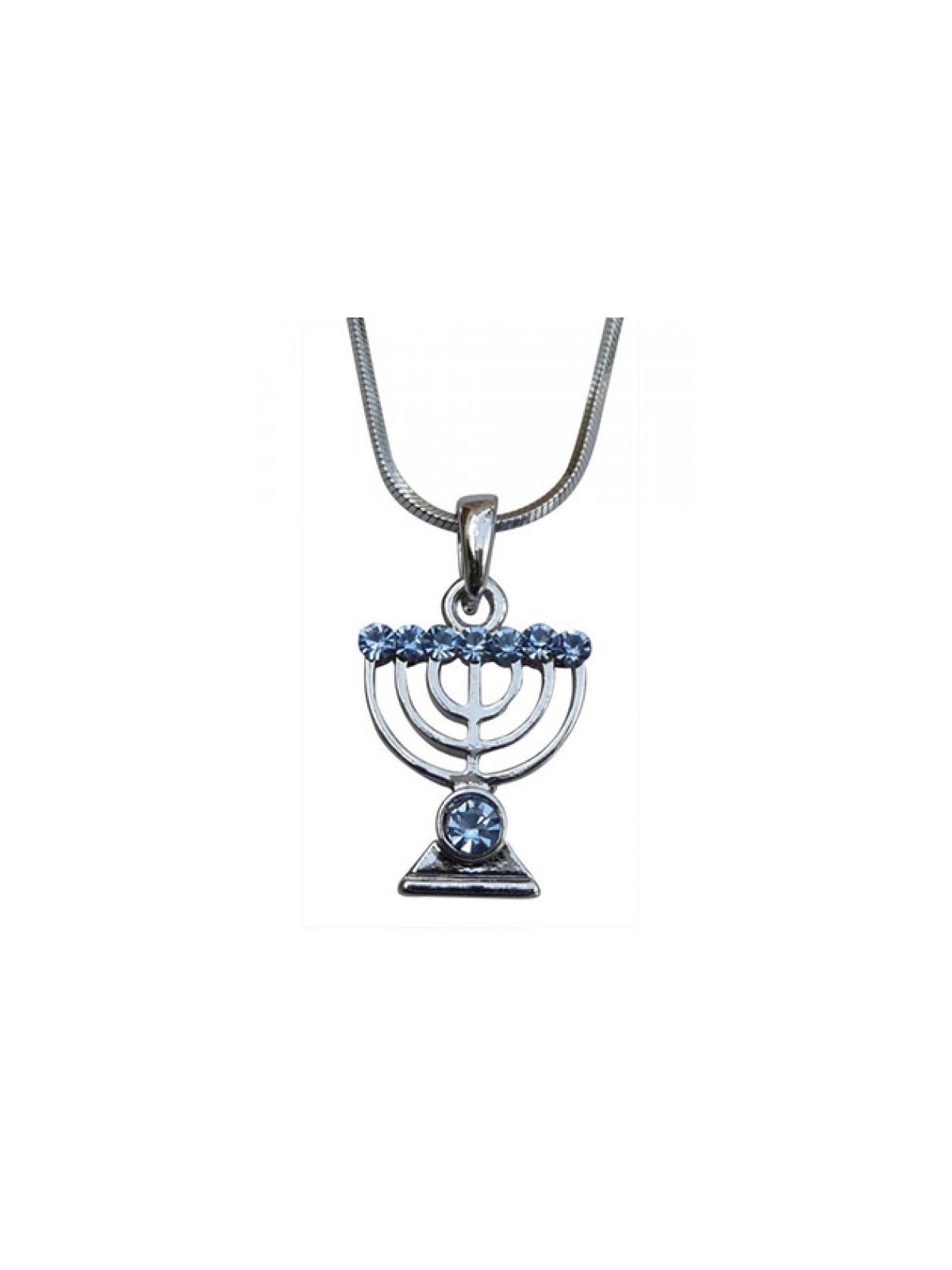 Rhodium Plated Pendant Necklace Seven Branch Men... | Menorah Pendants