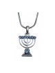 Rhodium Plated Pendant Necklace Seven Branch Men... | Menorah Pendants