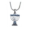 Rhodium Plated Pendant Necklace Seven Branch Men... | Menorah Pendants
