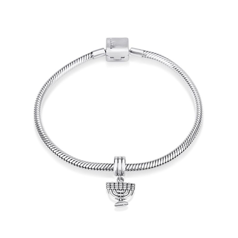 Sterling Silver Menorah Charm | Judaica Charms
