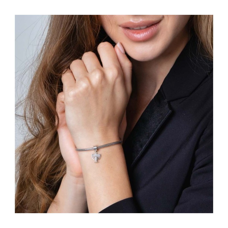 Sterling Silver Menorah Charm | Judaica Charms