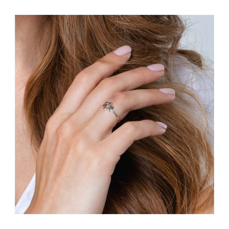 Sterling Silver Ring with Domed Cutout Star of David | Jewish Rings