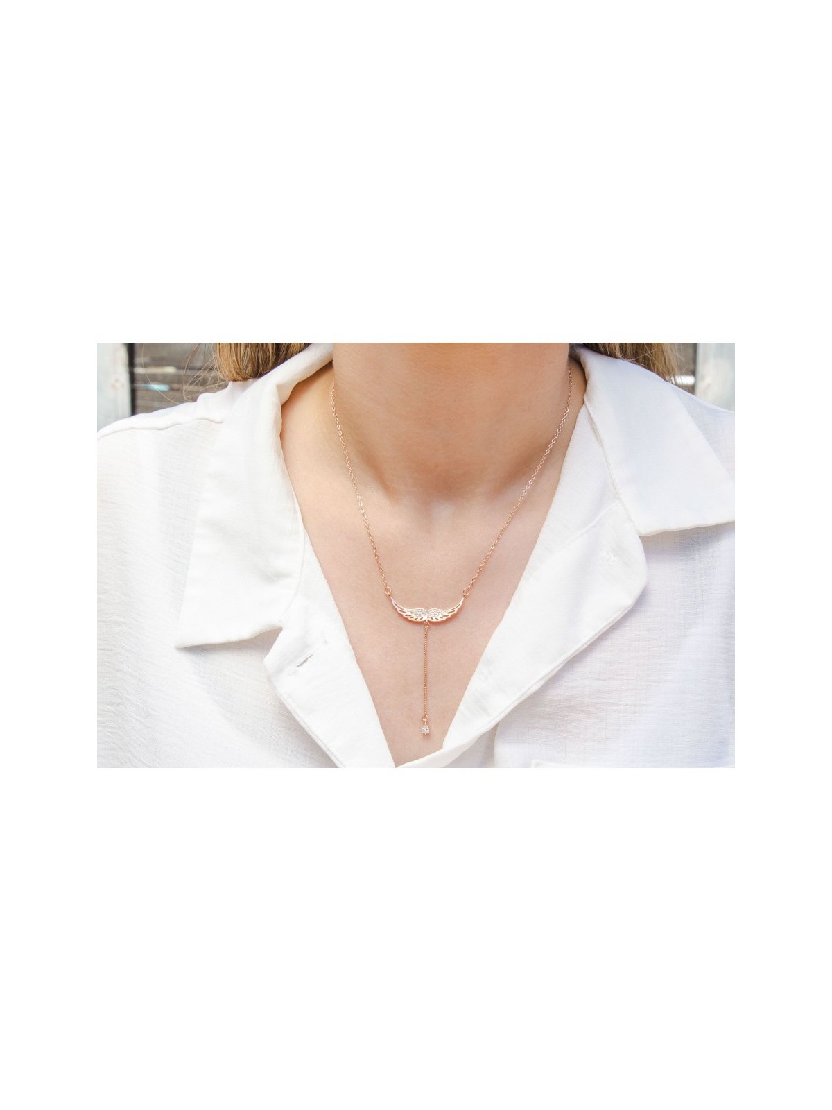 Collier pendentif Lariat ailes d'anges avec... | Bijoux de mode israéliens