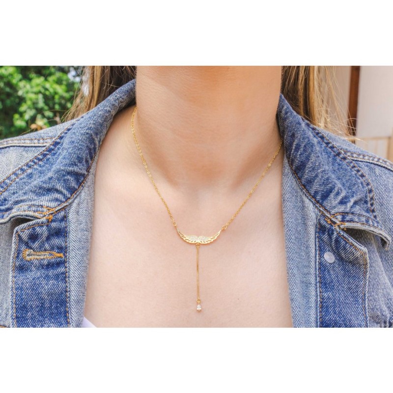 Collier pendentif Lariat ailes d'anges avec... | Bijoux de mode israéliens