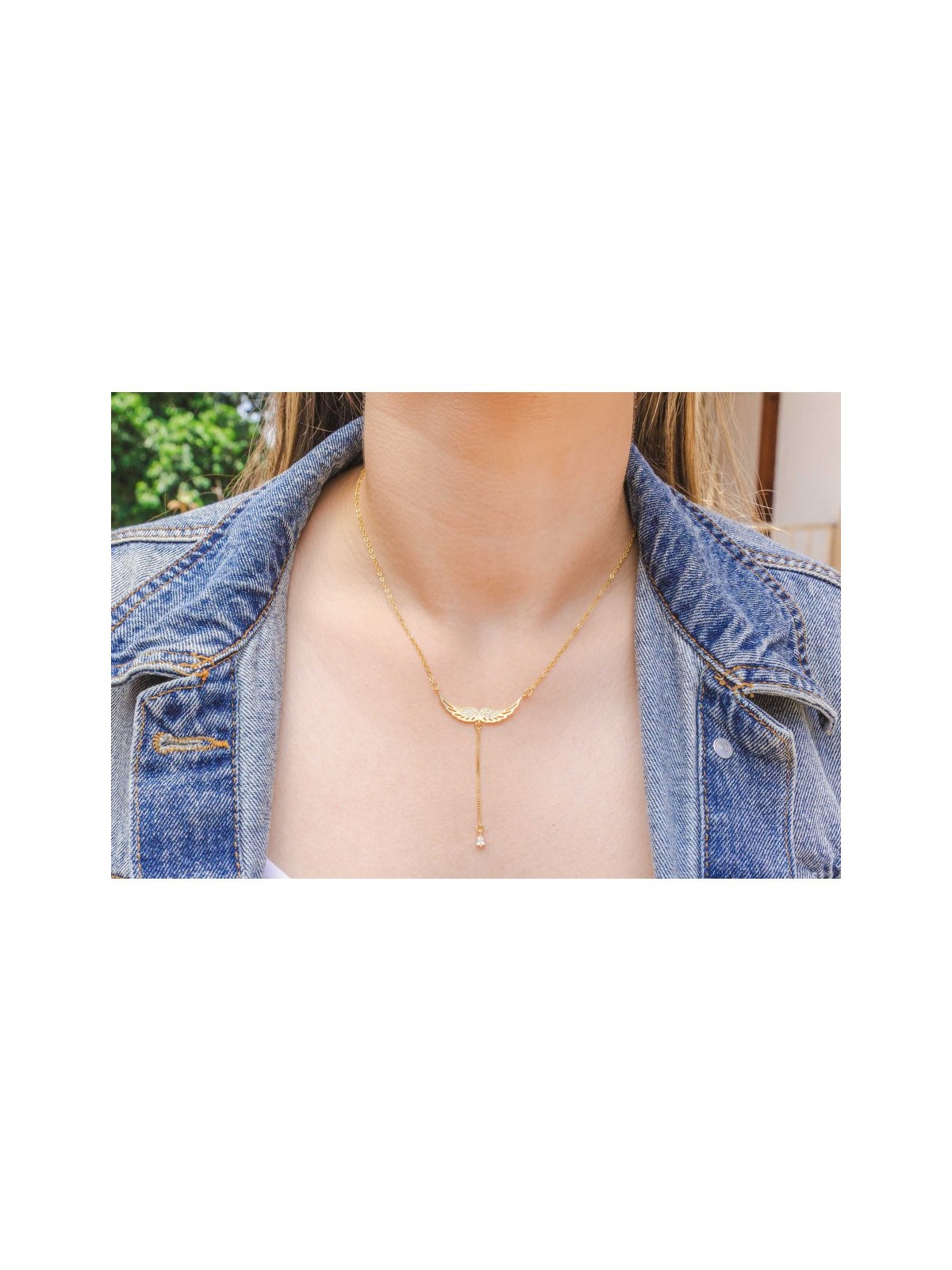 Angels Wings Lariat Pendant Necklace with... | Israeli Fashion Jewelry