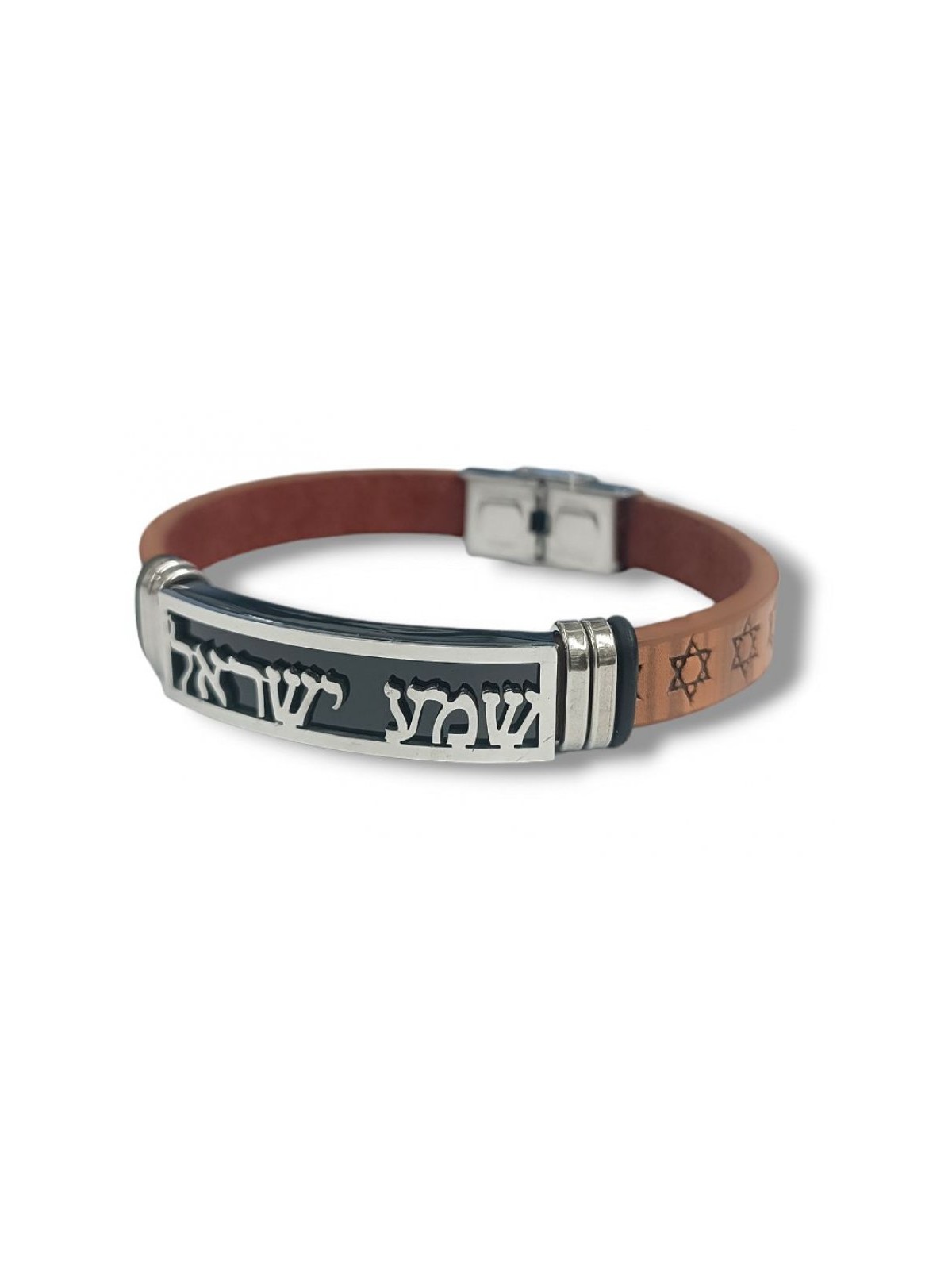 Brown Leather Bracelet Stars of David Cente... | Bracelets - up to $10