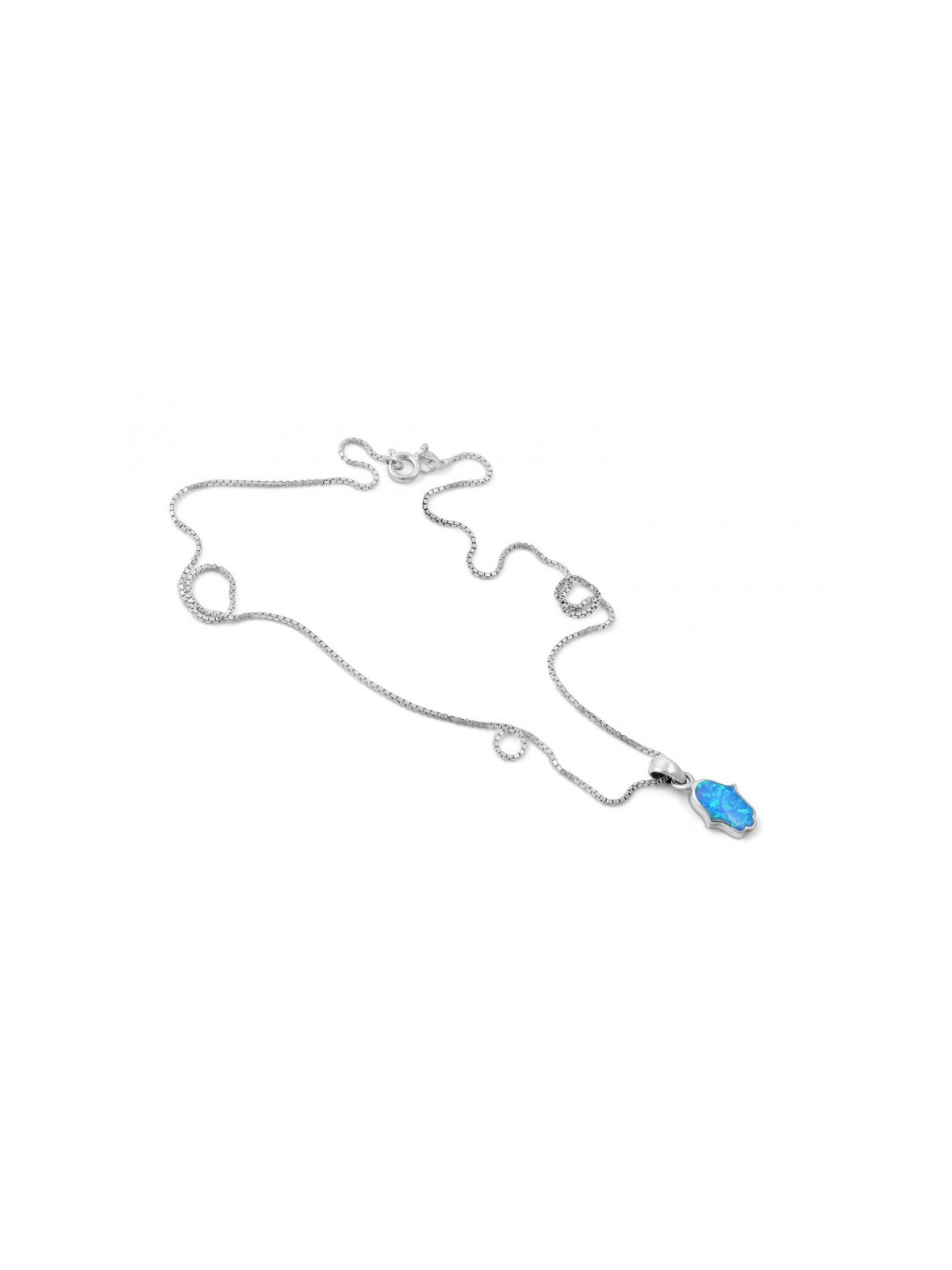 Opal Hamsa Necklace Light Blue Pendant in 925 Ster... | Hamsa Necklace
