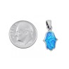 Opal Hamsa Necklace Light Blue Pendant in 925 Ster... | Hamsa Necklace