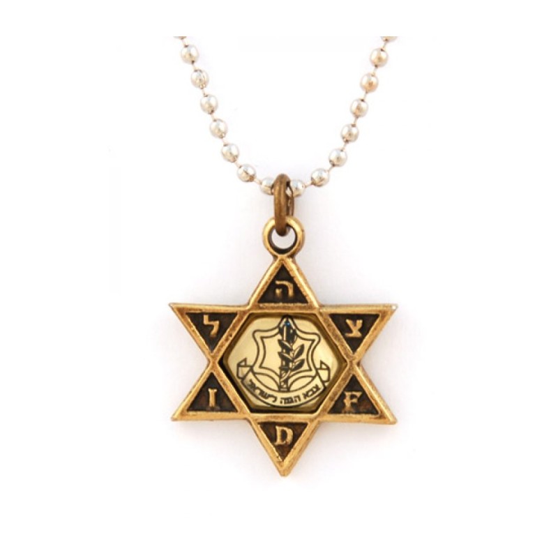 Collier Pendentif Étoile de David avec Emblème de Tsahal sur Re... | Armée israélienne