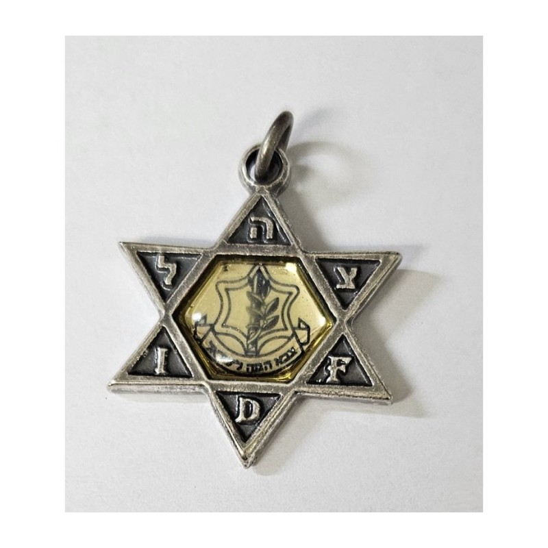 Collier Pendentif Étoile de David avec Emblème de Tsahal sur Re... | Armée israélienne
