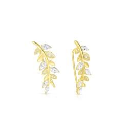 Gold Plated Sterling Silver Stud Earrings with Zircons C... | Earrings