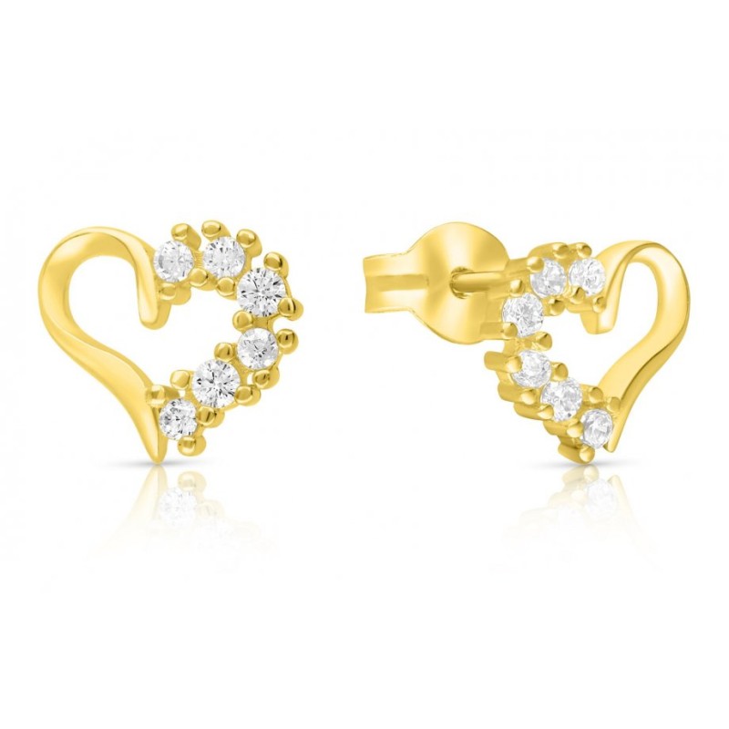 Boucles d'oreilles en argent sterling avec zircons en forme de coeur... | Boucles d'oreilles