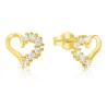 Sterling Silver Stud Earrings with Zircons Heart Shape G... | Earrings