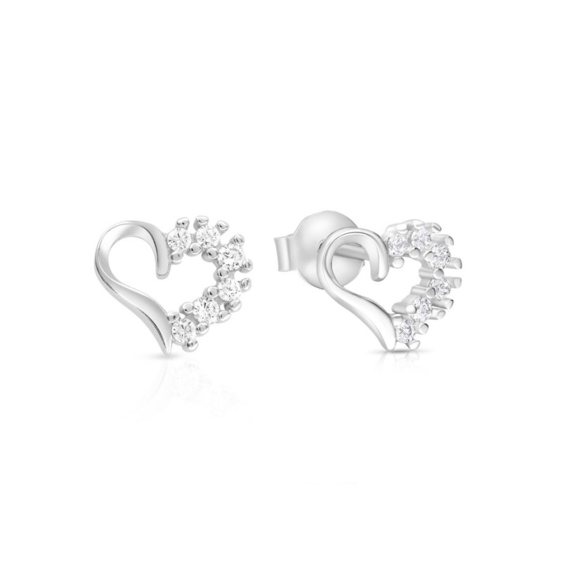 Boucles d'oreilles en argent sterling avec zircons en forme de coeur... | Boucles d'oreilles