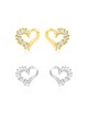 Sterling Silver Stud Earrings with Zircons Heart Shape G... | Earrings