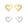 Sterling Silver Stud Earrings with Zircons Heart Shape G... | Earrings