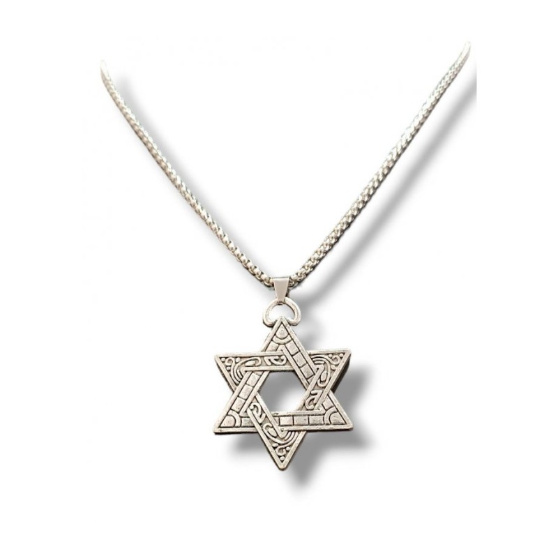 Star of David Necklace with wavy and Line Design Lar... | IDF Dog-Tags