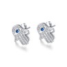 Sterling Silver Hamsa Stud Earrings with Blue and White ... | Earrings
