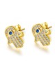 Boucles d'oreilles Hamsa en argent sterling avec motifs bleus et blancs... | Boucles d'oreilles
