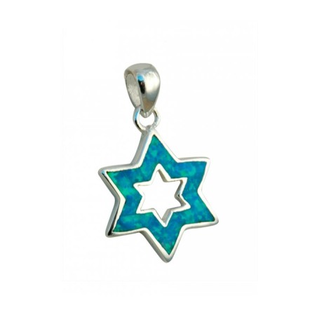 Pendentif étoile de David en argent et opale | Colliers Opale Étoile de David
